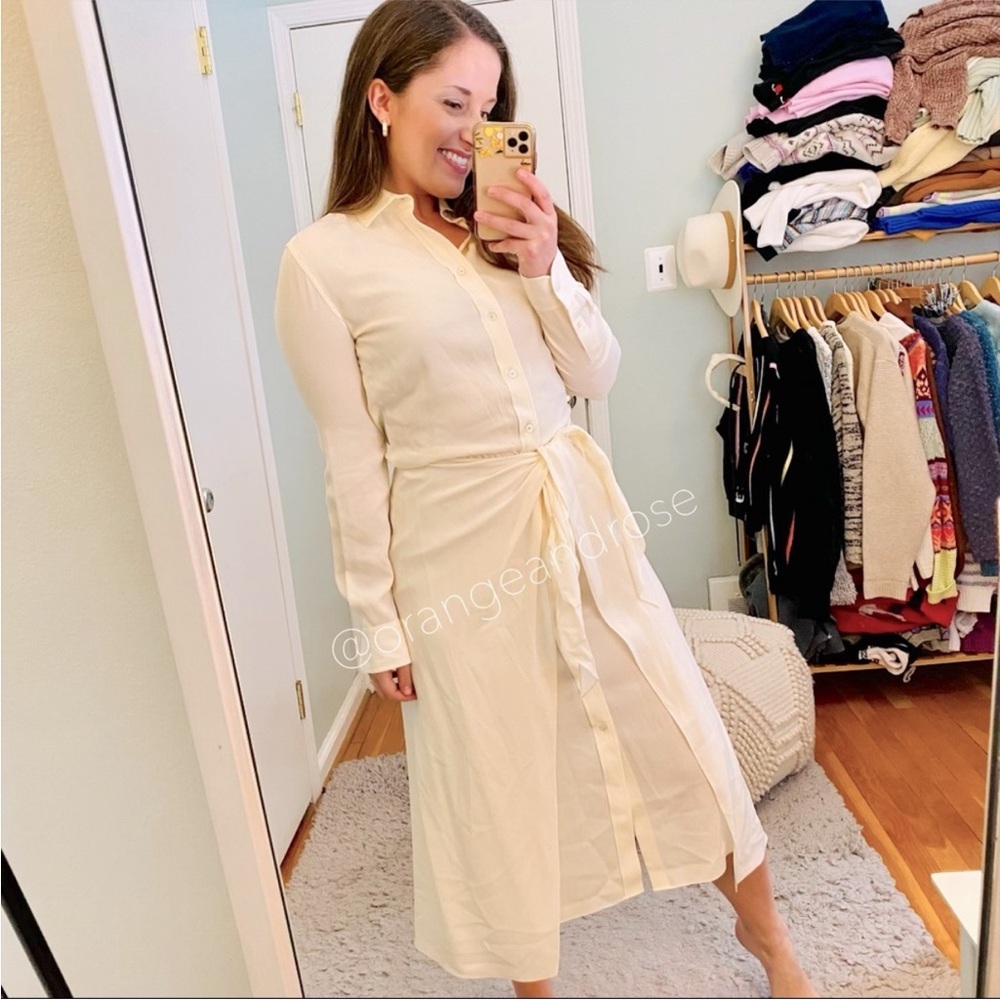 Ralph Lauren Purple Label Ivory White Pure Silk Button Front Tie Maxi Dress 4